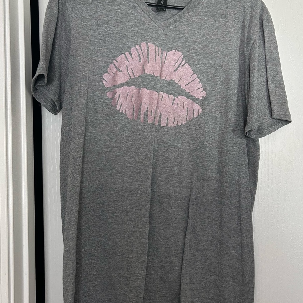 Anvil Gray V-Neck T-Shirt